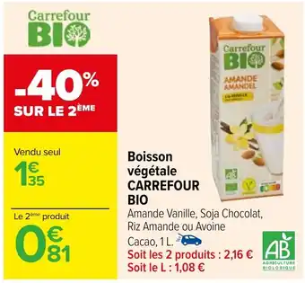 Carrefour Boisson végétale CARREFOUR BIO offre