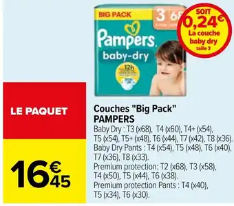 Carrefour Couches "Big Pack" PAMPERS offre