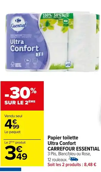 Carrefour Papier toilette Ultra Confort CARREFOUR ESSENTIAL offre