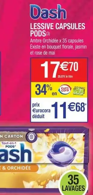 Cora x Carrefour Dash - lessive capsules pods offre