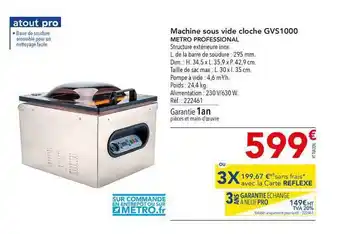 METRO Machine Sous Vide Cloche Gvs1000 Metro Professional offre