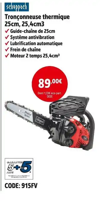 Screwfix Scheppach Tronçonneuse thermique 25cm, 25,4cm3 offre