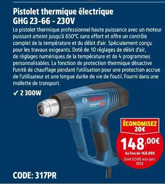 Screwfix BOSCH Pistolet thermique électrique GHG 23-66 - 230V offre