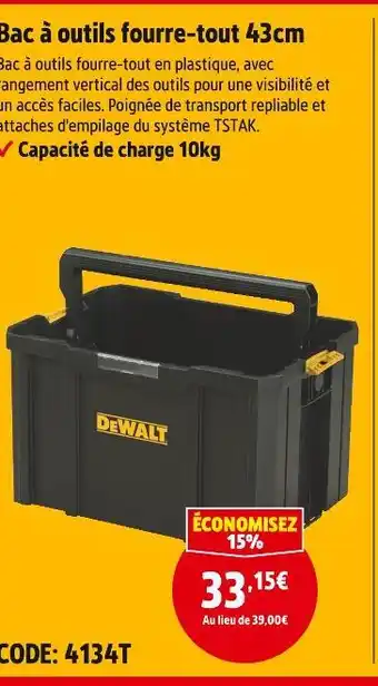 Screwfix DEWALT Bac à outils fourre-tout 43cm offre