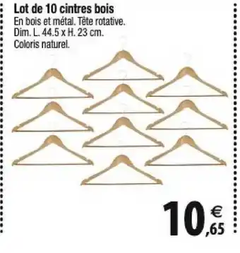 Tridôme Lot De 10 Cintres Bois offre