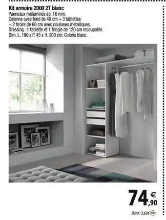 Tridôme Kit Armoire 2000 2t Blanc offre