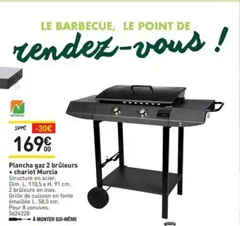 Weldom Plancha Gaz 2 Brûleurs + Chariot Murcia offre
