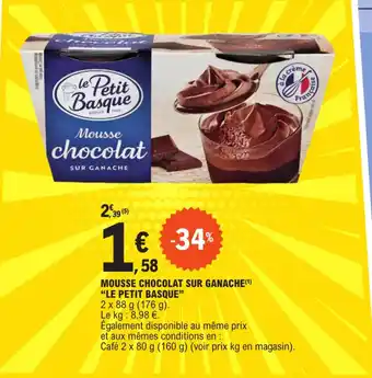 E.Leclerc MOUSSE CHOCOLAT SUR GANACHE offre
