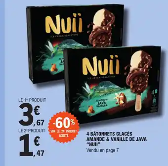 E.Leclerc Express 4 BÂTONNETS GLACÉS AMANDE & VANILLE DE JAVA “NUII” offre