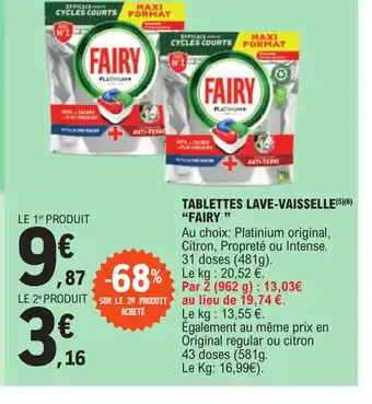 E.Leclerc Express TABLETTES LAVE-VAISSELLE FAIRY offre