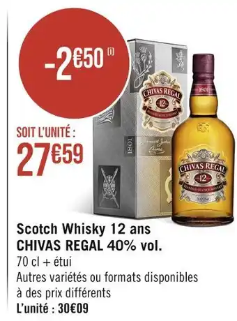 Géant Casino CHIVAS REGAL Scotch Whisky 12 ans 40% vol offre