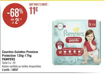 Géant Casino PAMPERS Couches-Culottes Premium Protection 12kg-17kg offre