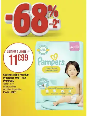 Casino Supermarchés PAMPERS Couches Bébé Premium Protection 9kg-14kg offre