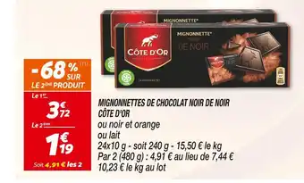 Netto CÔTE D'OR MIGNONNETTES DE CHOCOLAT NOIR DE NOIR offre