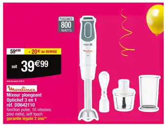 Moulinex Mixeur plongeant Optichef 3 en 1 réf. DD642110