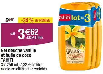 Cora x Carrefour TAHITI Gel douche vanille et huile de coco offre