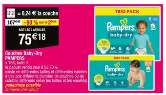 Cora x Carrefour PAMPERS Couches Baby-Dry offre