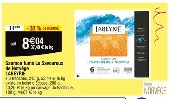 Cora x Carrefour LABEYRIE Saumon fumé Le Savoureux de Norvège offre