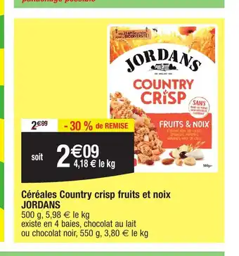 Migros Céréales Country crisp fruits et noix JORDANS offre