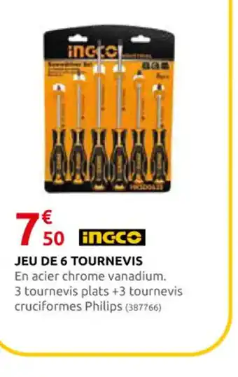 JEU DE 6 TOURNEVIS