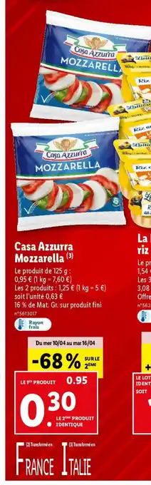 Lidl Casa Azzurra MOZZARELLA offre