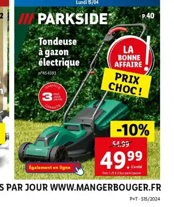 Lidl Tondeuse à gazon électrique offre