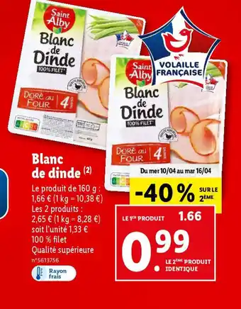 Lidl Blanc de dinde (2) offre