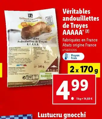 Lidl Véritables Andouillettes de Troyes offre