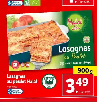 Lidl Lasagnes au poulet Halal offre