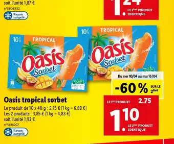 Lidl Oasis tropical sorbet offre