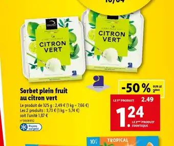 Lidl Sorbet plein fruit offre