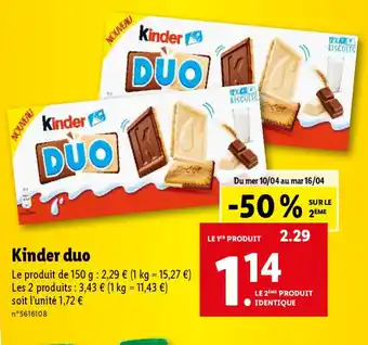 Lidl Kinder duo offre