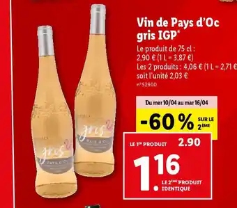 Lidl Vin de Pays d'Oc gris IGP offre