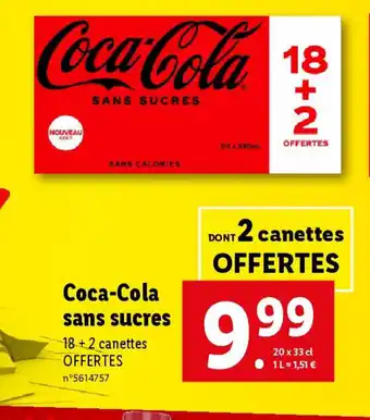 Lidl Coca-Cola sans sucres offre