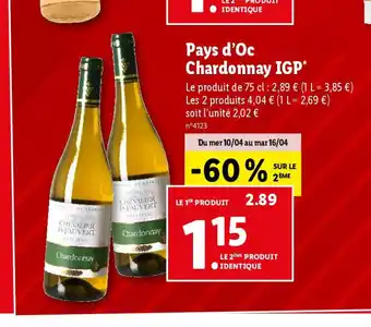 Lidl Pays d'Oc Chardonnay IGP* offre