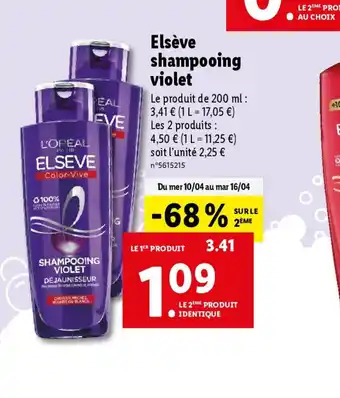 Lidl Elsève shampooing violet offre