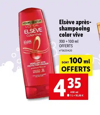 Lidl Elsève après- shampooing color vive offre