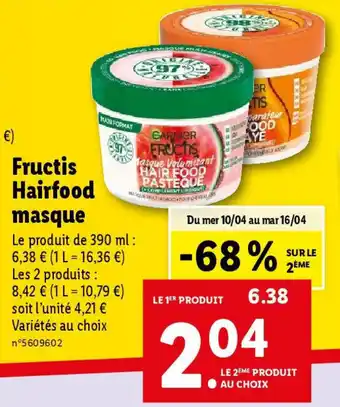 Lidl Fructis Hairfood masque offre