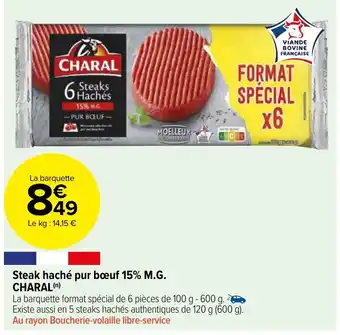 Carrefour Market Steak haché pur bœuf 15% M.G. CHARAL(n) offre