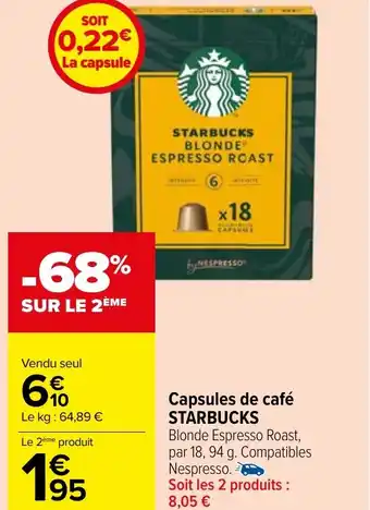 Carrefour Market Capsules de café STARBUCKS offre