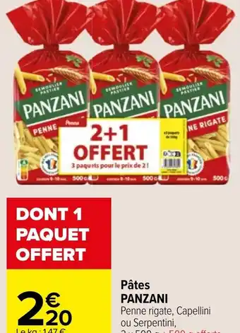 Carrefour Market Pâtes PANZANI offre