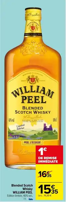 Carrefour Market Blended Scotch Whisky WILLIAM PEEL Edition limitée, 40% vol., 1L offre