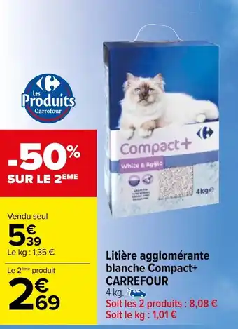 Carrefour Market Litière agglomérante blanche Compact+ CARREFOUR offre