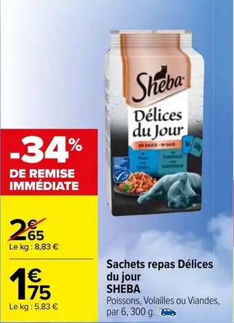 Carrefour Market Sachets repas Délices du jour SHEBA offre