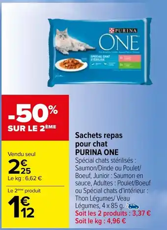 Carrefour Market Sachets repas pour chat PURINA ONE offre