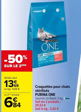 Carrefour Market Croquettes pour chats stérilisés PURINA ONE offre