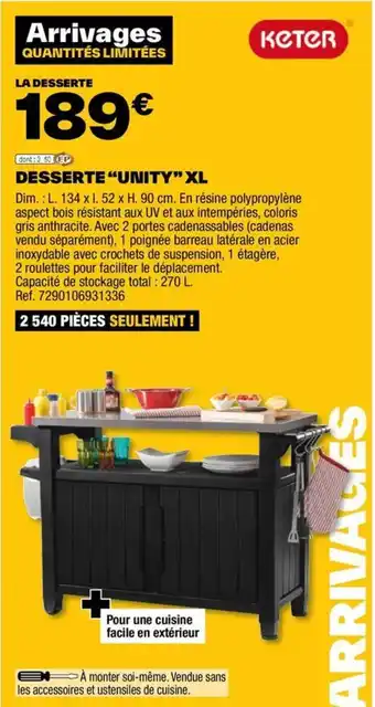 Brico Dépôt DESSERTE "UNITY" XL offre