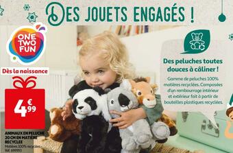 Auchan Animaux en peluche 20 cm en matière recyclee offre