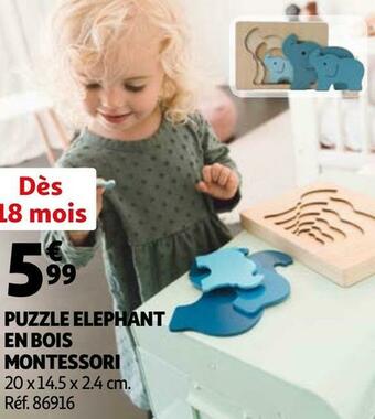 Puzzle elephant en bois montessori