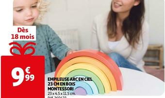 Auchan Empileuse arc en ciel 23 cm en bois montessori offre